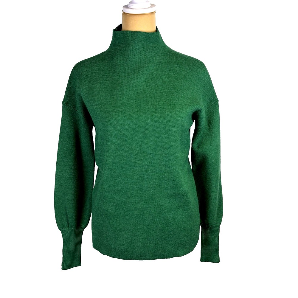 Tahari Woman's Sweater Size XS Emerald Green Mock Neck Old Money Staple Event